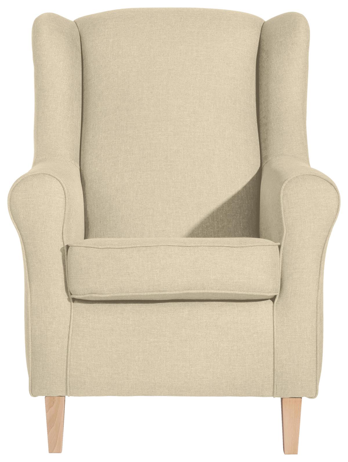 Ohrensessel Lorris Beige Falchgewebe - Beige/Buchefarben, MODERN, Textil (77/103/86cm) - Max Winzer