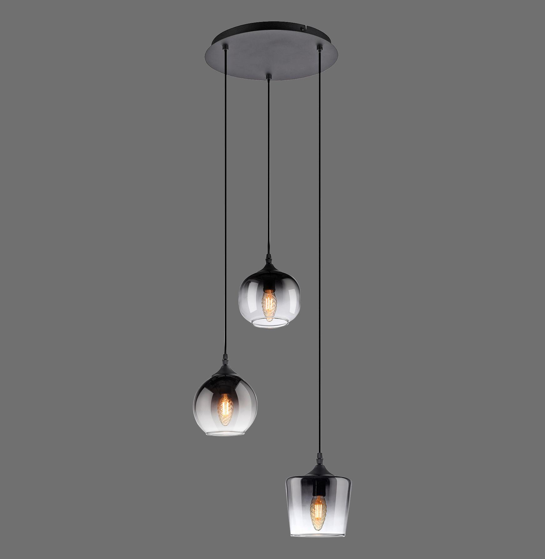 LED-Hängeleuchte Zea in Schwarz max. 25 Watt - Schwarz, MODERN, Glas/Kunststoff (38/38/70-120cm)