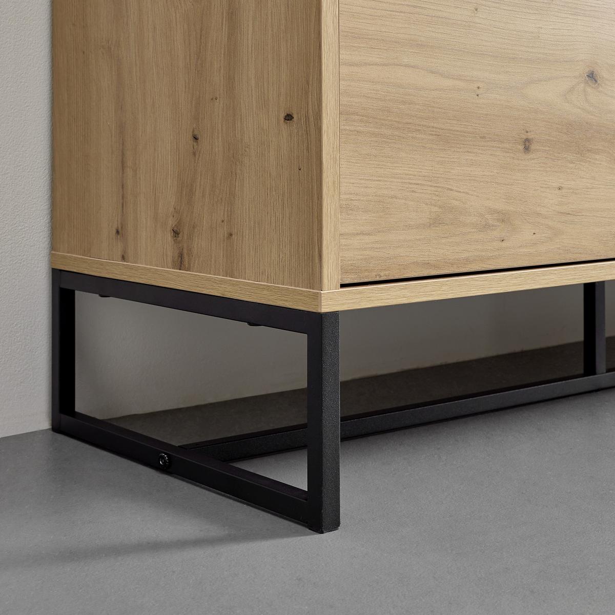 Sideboard “Fosca“ in Eichefarben/Schwarz - Eichefarben/Schwarz, Modern, Metall (148,5/76/40cm) - Bessagi Home