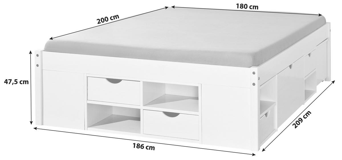 Bettanlage in Weiss - Weiss, Konventionell (180/200cm) - MID.YOU