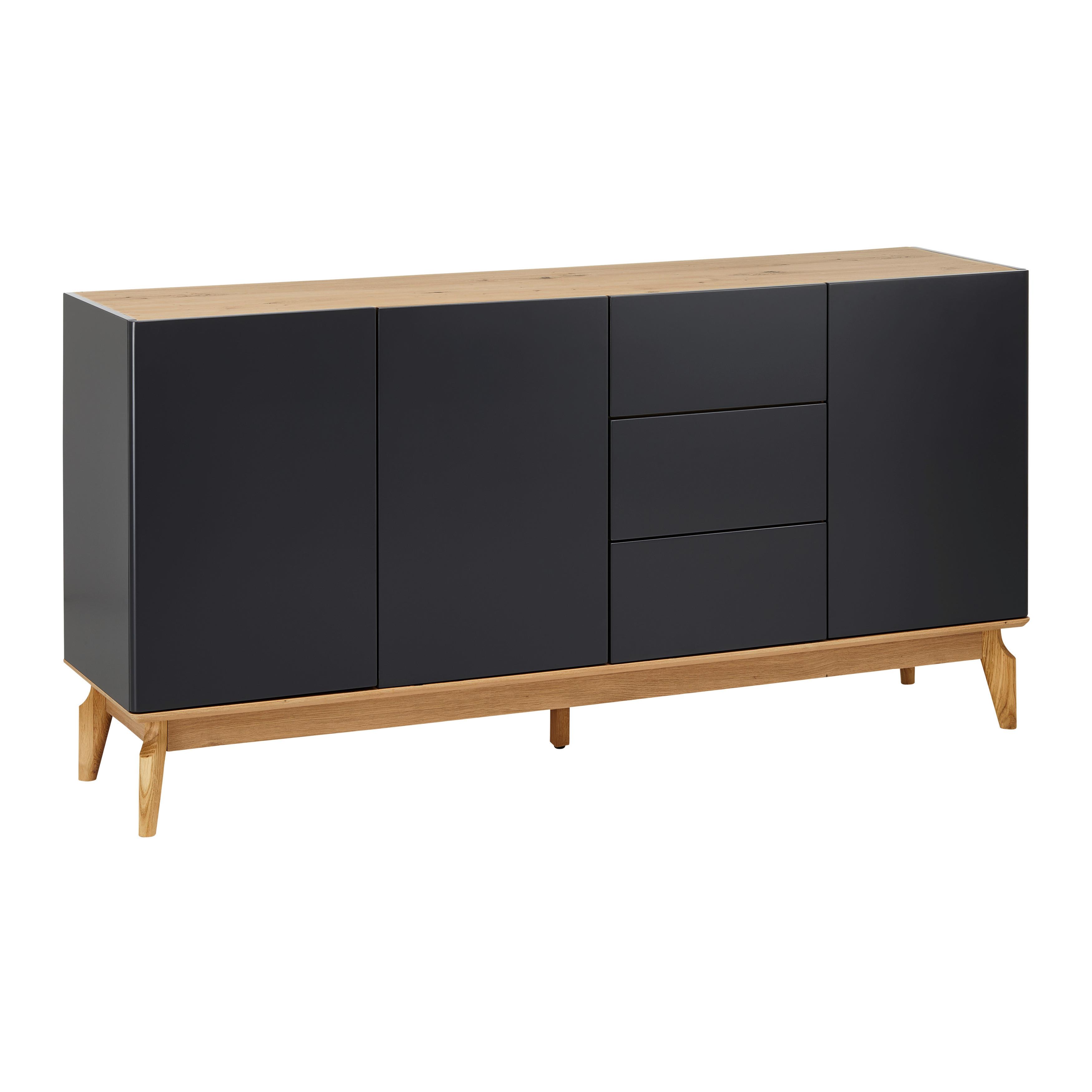 Sideboard Fosco Grau/Eichefarben MDF/Echtholz - Eichefarben/Grau, MODERN, Holz (160/80/40cm) - Bessagi Home