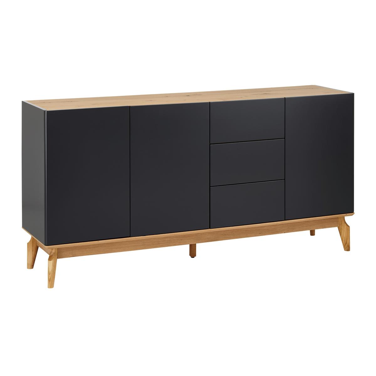 Sideboard Fosco Grau/Eichefarben MDF/Echtholz - Eichefarben/Grau, MODERN, Holz (160/80/40cm) - Bessagi Home