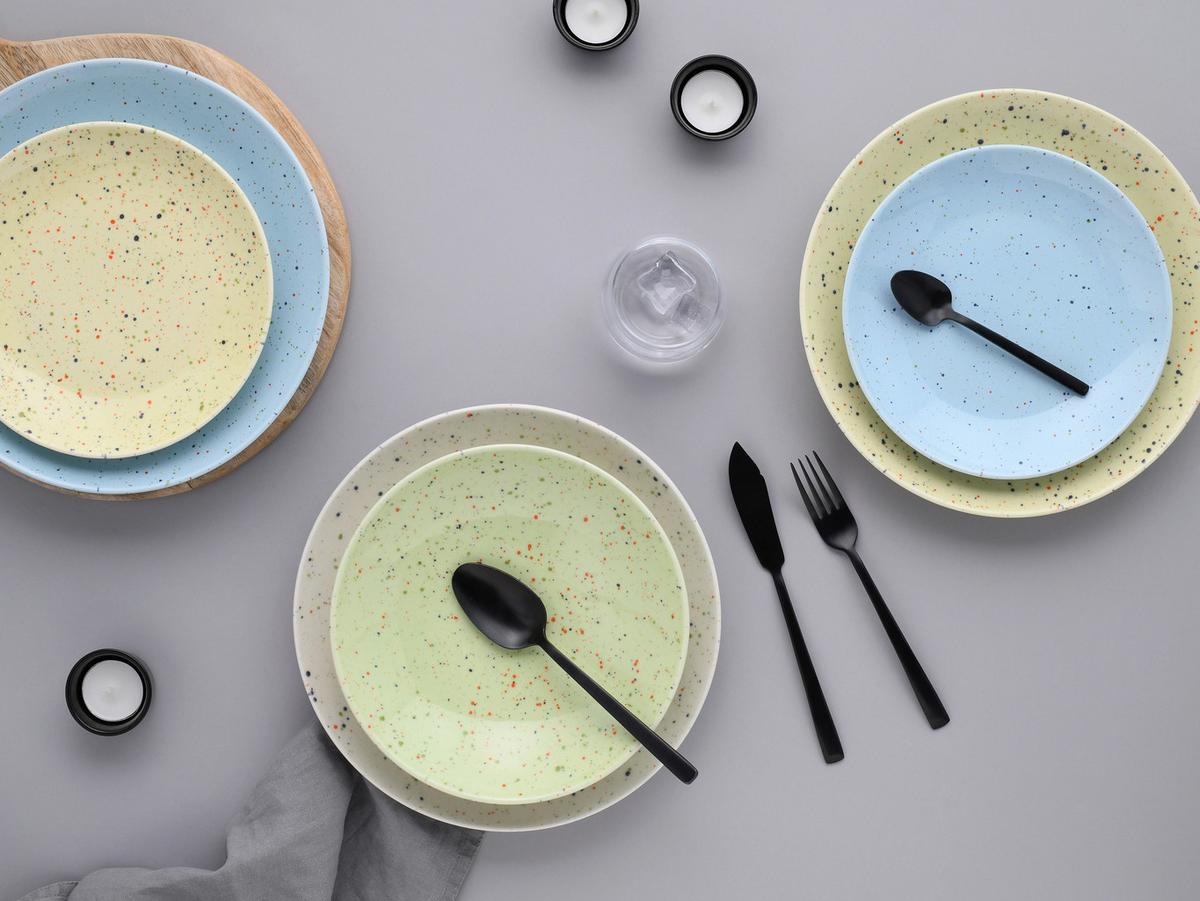 Jedilni Servis Confetti Bunt, 12-Delni - svetlo modra/krem barve, Basics, keramika - Creatable