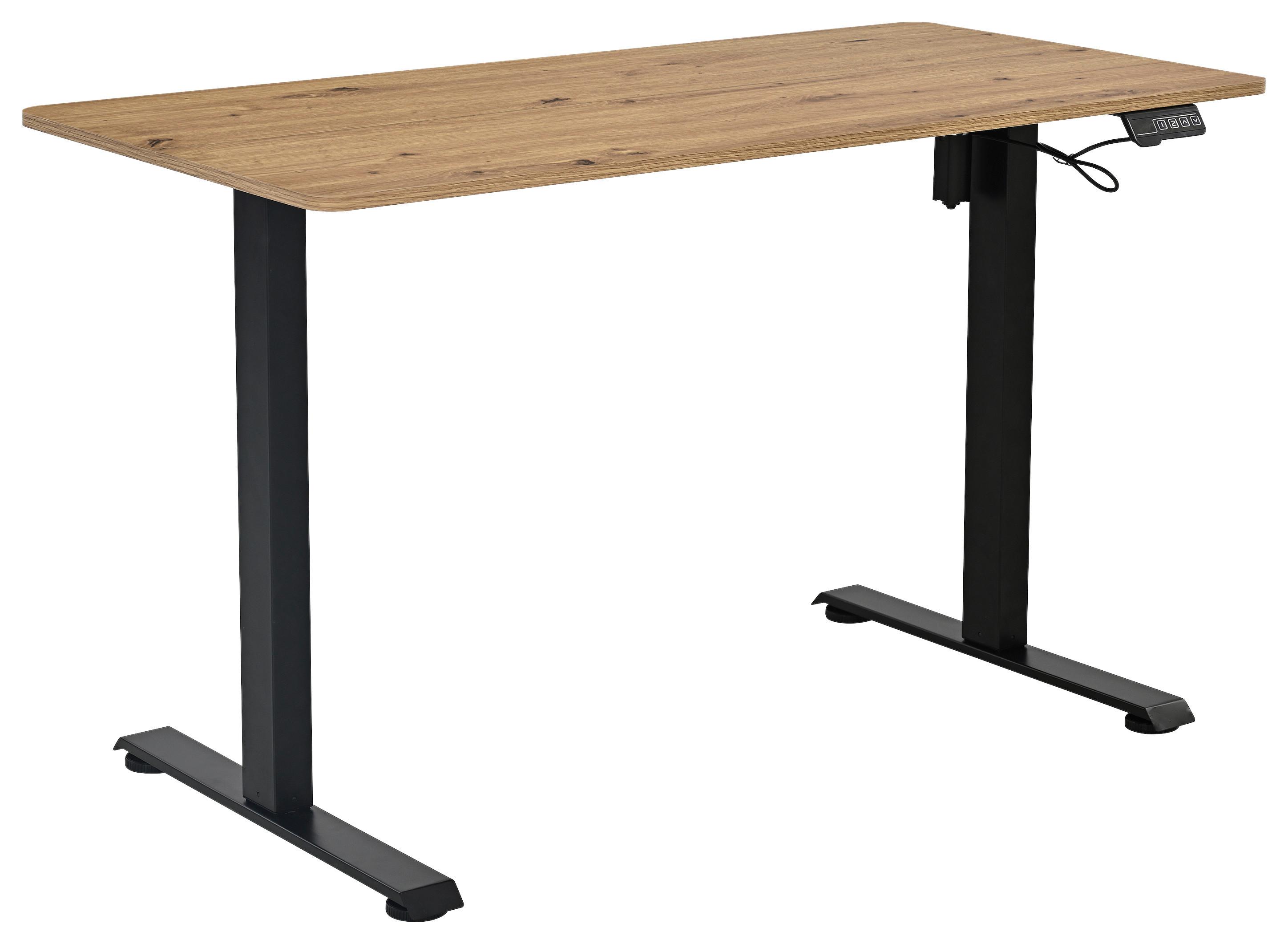 Dvižna Miza Emil 3, Barva Hrasta, Črna, 120x72-118cm - črna/hrast artisan, Trend, kovina/leseni material (120/72-118/60cm)