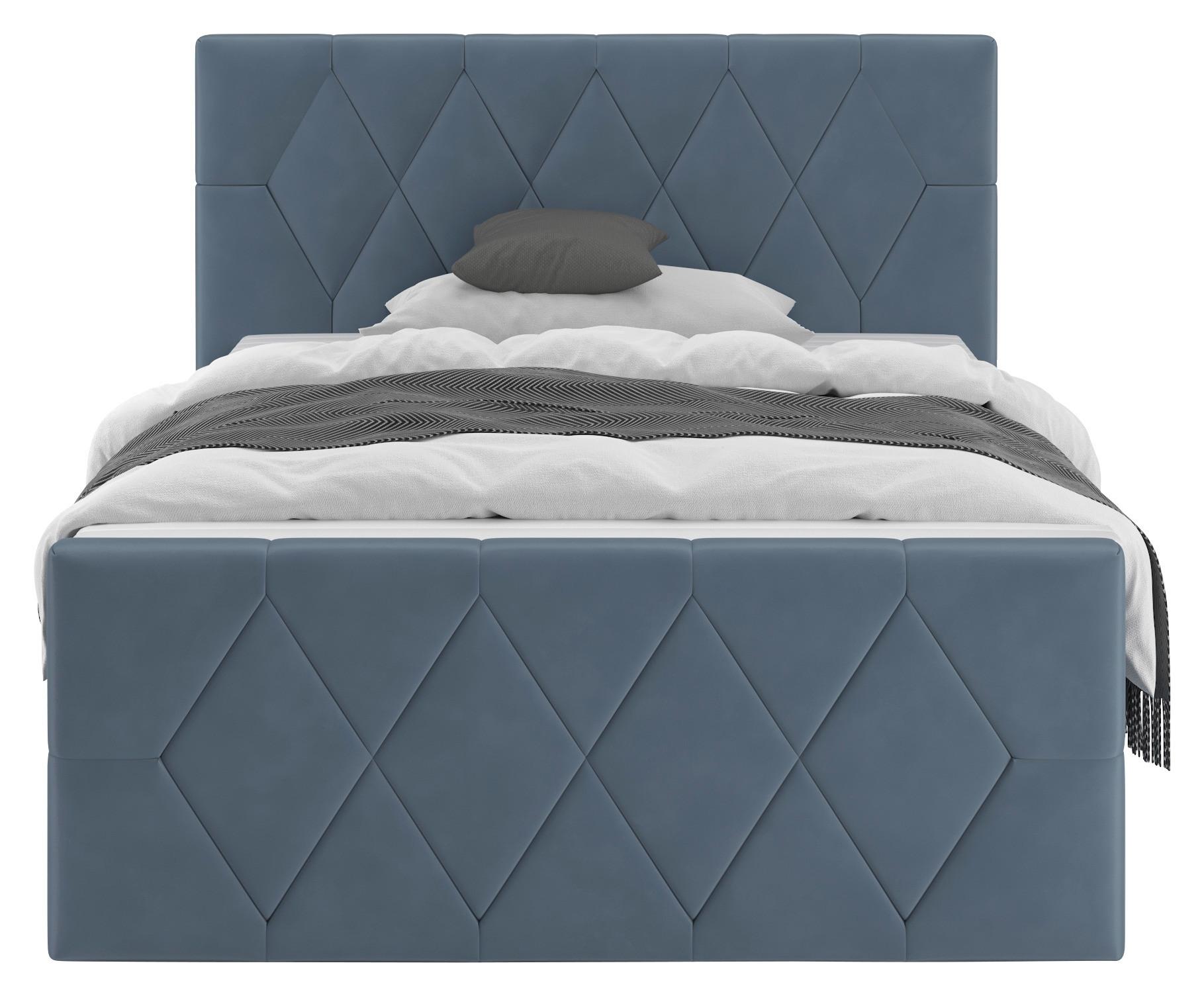Boxspringbett Josie B Graublau ca. 140x200cm - Graublau/Schwarz, KONVENTIONELL, Holz/Holzwerkstoff (140/200cm) - Mömax