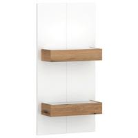 Stenski Regal Oreta, Bela, Barva Hrasta - barve hrasta/bela, Moderno, leseni material (44/92/20,8cm)