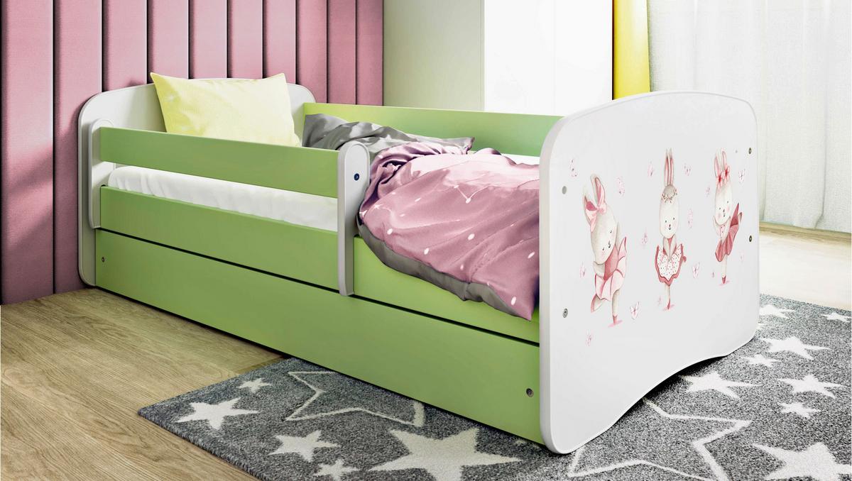 Otroška Postelja Babydreams, Bela, Zelena, 80x160cm - zelena/bela, Moderno, tekstil/leseni material (80/160cm) - MID.YOU