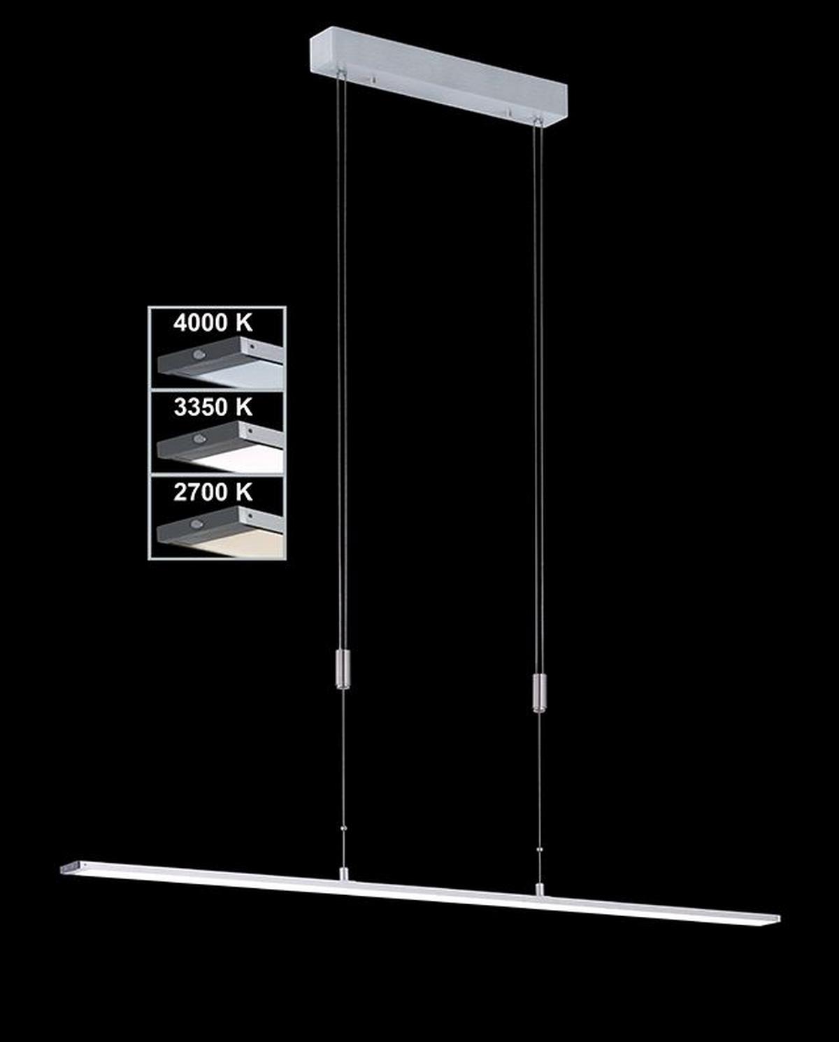 LAMPA WISZĄCA LED 60087 METZ - kolor aluminiowy, Konventionell, metal (120/100-200cm) - Fischer & Honsel