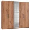 Drehtürenschrank Level 36A mit Spiegel ca. 250 cm Eiche Dekor - Chromfarben/Eichefarben, MODERN, Holzwerkstoff (250/236/58cm) - MID.YOU