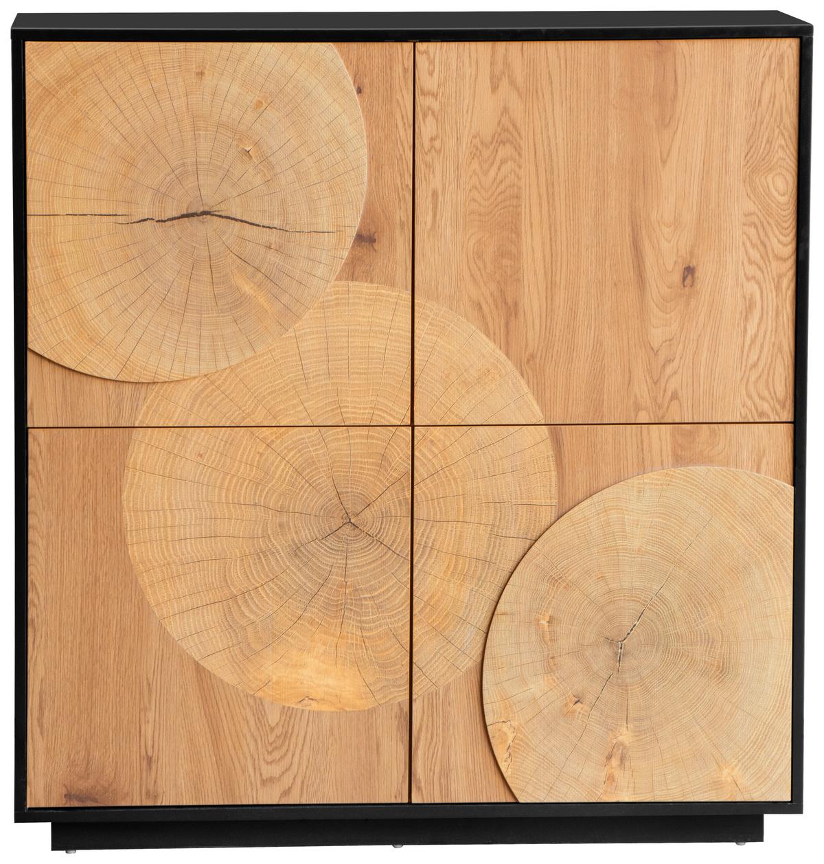 KOMODA WOODY - kolor dębowy/czarny, Lifestyle, materiał drewnopochodny (110/115,5/40cm) - Xora