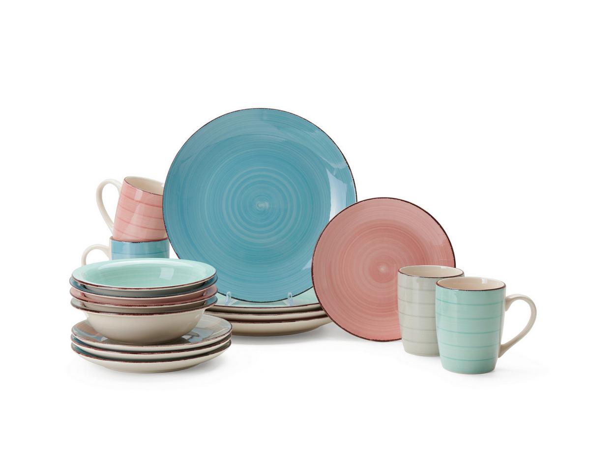 Servis 16/1 Verona - pink/siva, Konvencionalno, keramika - Modern Living