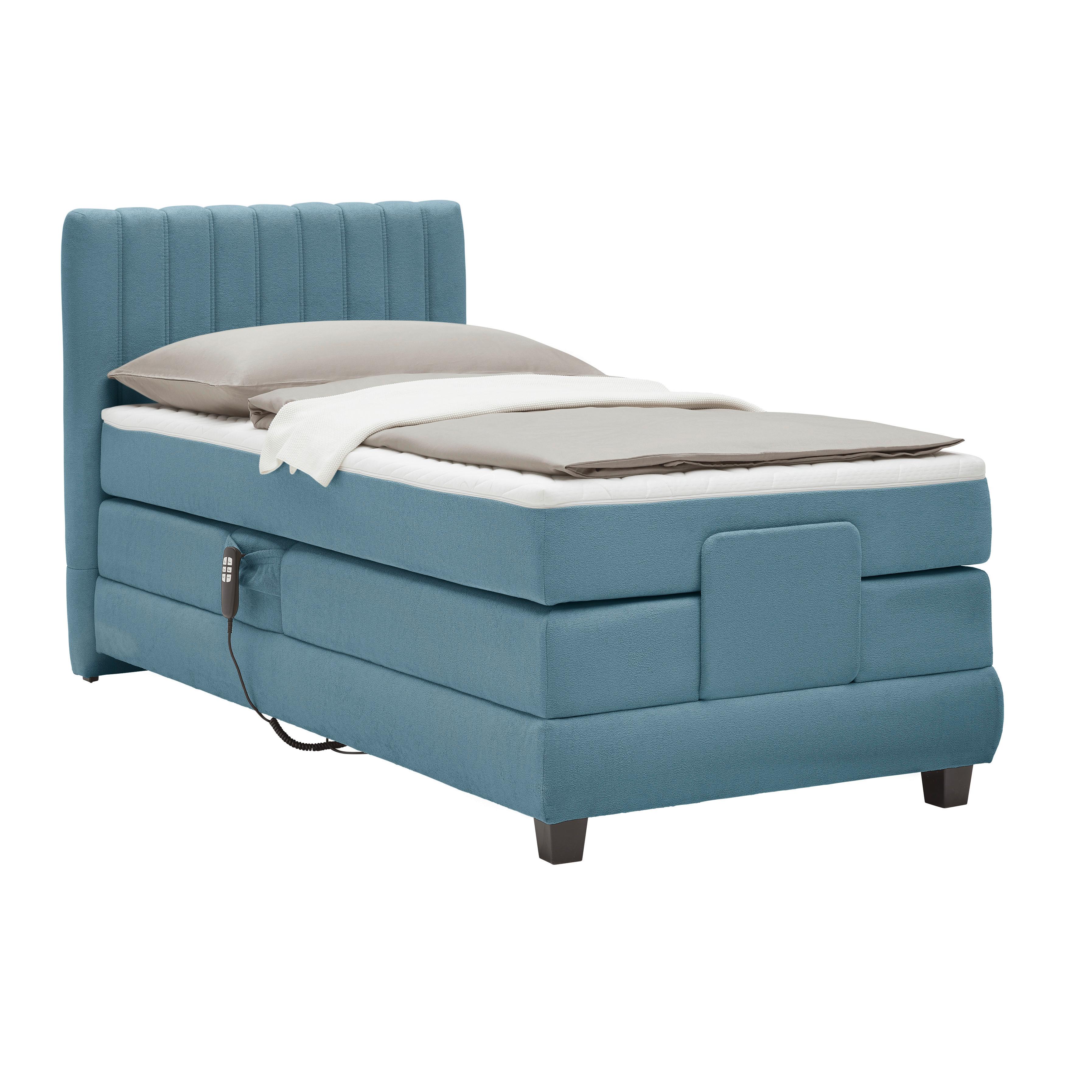 Boxspringbett Dixon Dunkelblau ca. 90x200cm - Schwarz/Dunkelblau, Konventionell, Holz/Holzwerkstoff (90/200cm) - Premium Living