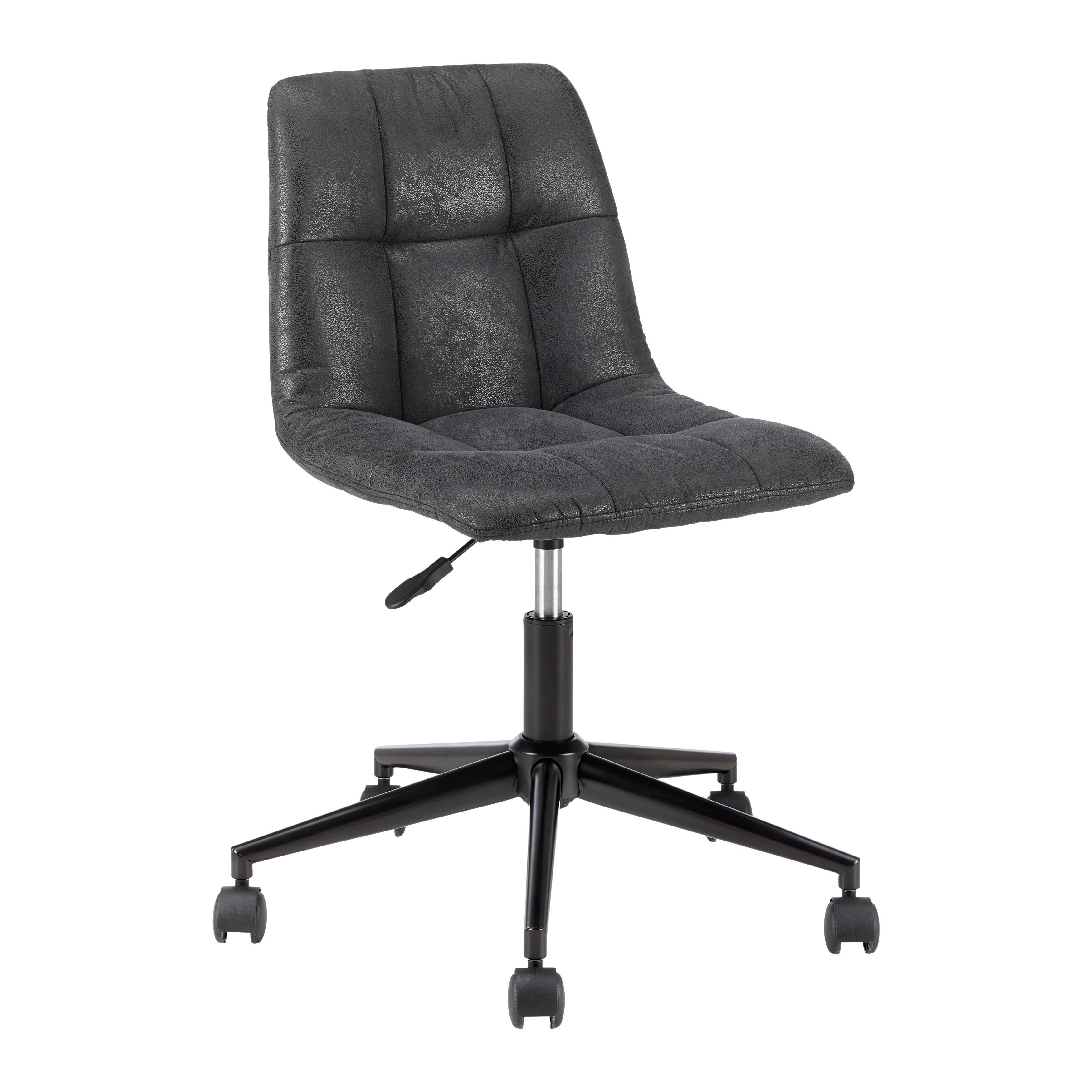 Drehstuhl Clelie Dunkelgrau Mikrofaser - Dunkelgrau/Schwarz, MODERN, Holz/Kunststoff (45/79-89/57cm) - Bessagi Home