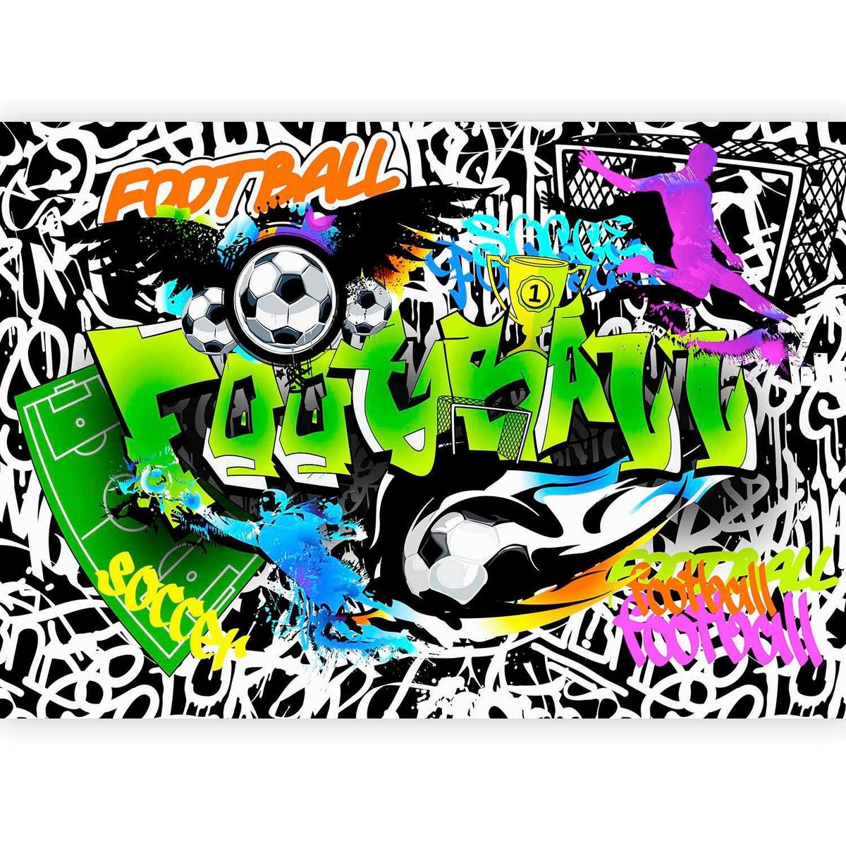 Fototapete Football Graffiti Multicolor - Multicolor, LIFESTYLE, Textil (350/245cm) - artgeist
