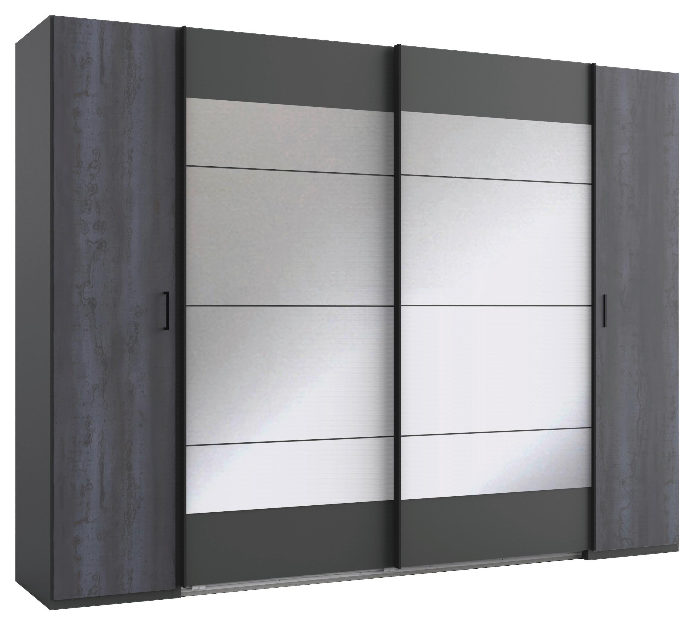 Ormar S Kliznim Vratima Kopenhagen - boje grafita/tamno siva, Basics, drvni materijal/metal (272/210/65cm) - Modern Living