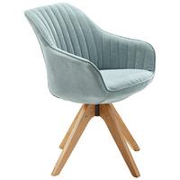 KRZESŁO Z PODŁOKIETNIKAMI CHILL    -HOM IN- - kolor naturalny/jasnoniebieski, Lifestyle, tkanina/drewno (60/83/65cm) - Hom`in