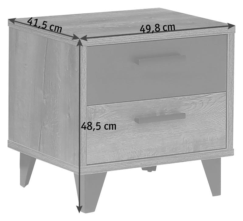 SZAFKA NOCNA BAVENO - kolor dębowy/czarny, Design, materiał drewnopochodny/tworzywo sztuczne (49,8/48,5/41,5cm) - Carryhome