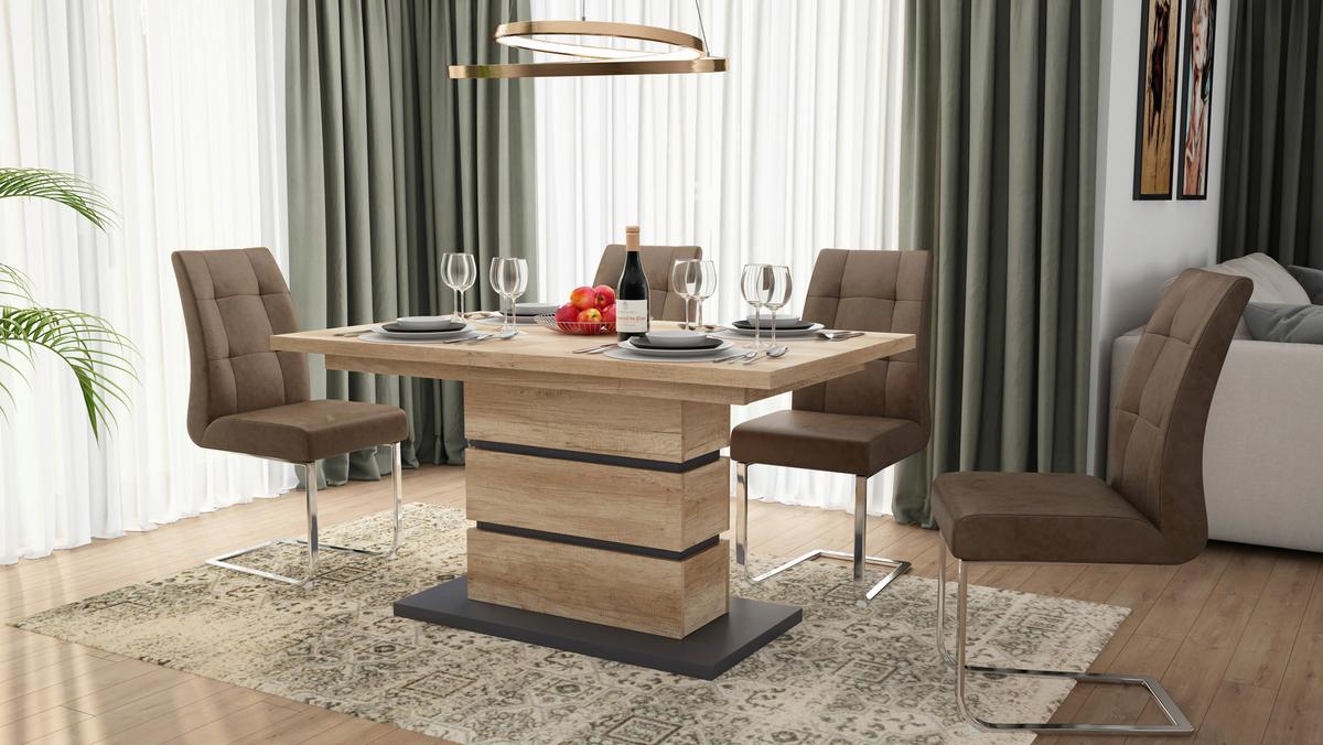 Schwingstuhl-Set MARLEN XXL Braun, Wippfunktion - Silberfarben/Braun, LIFESTYLE, Textil/Metall (47/96/62cm) - MID.YOU