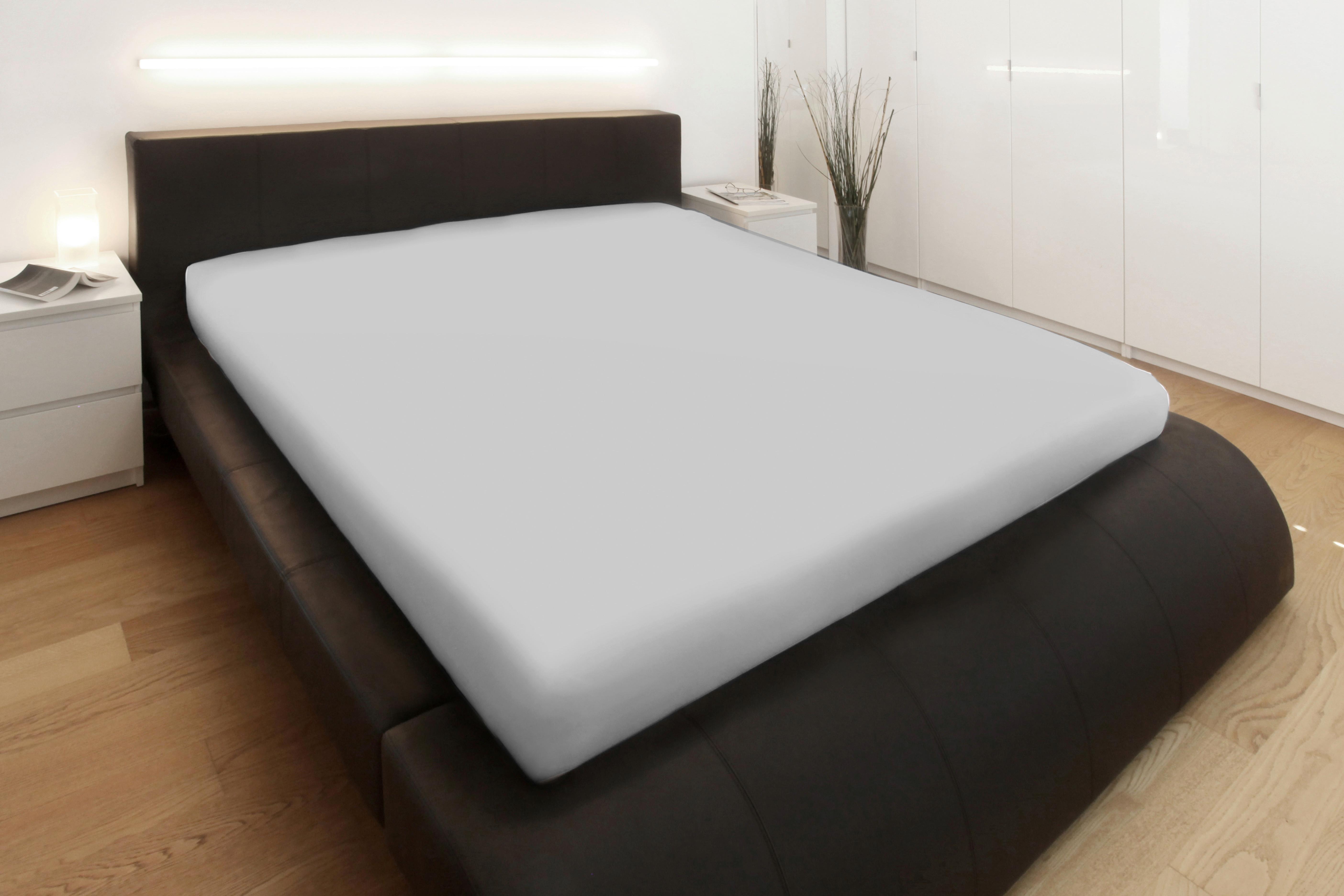 Gumis Jersey Lepedő Deluxe 100x200cm - világosszürke, textil (100/200cm)