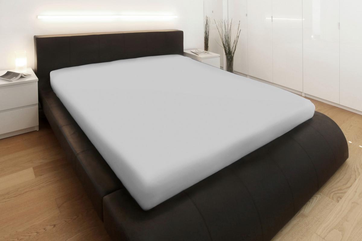 Gumis Jersey Lepedő Deluxe 100x200cm - világosszürke, textil (100/200cm)