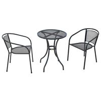 Set Za Balkon Delos, 3-Delno - barve grafita, Moderno, kovina - Gardenson