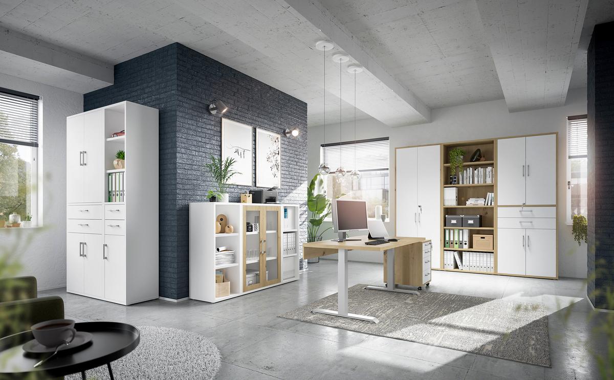 Tür Big Profi Office - Weiss/Alufarben, Modern, Holzwerkstoff/Metall (38/104/40cm) - Mömax