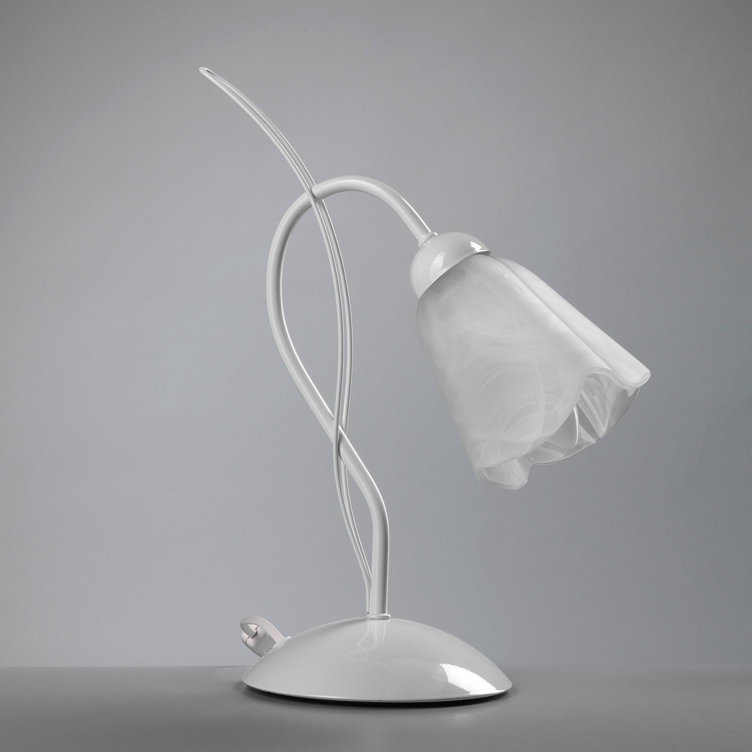 Nachttischleuchte Antron Weiß max. 6 Watt - Weiß, KONVENTIONELL, Glas/Metall (25/35cm)