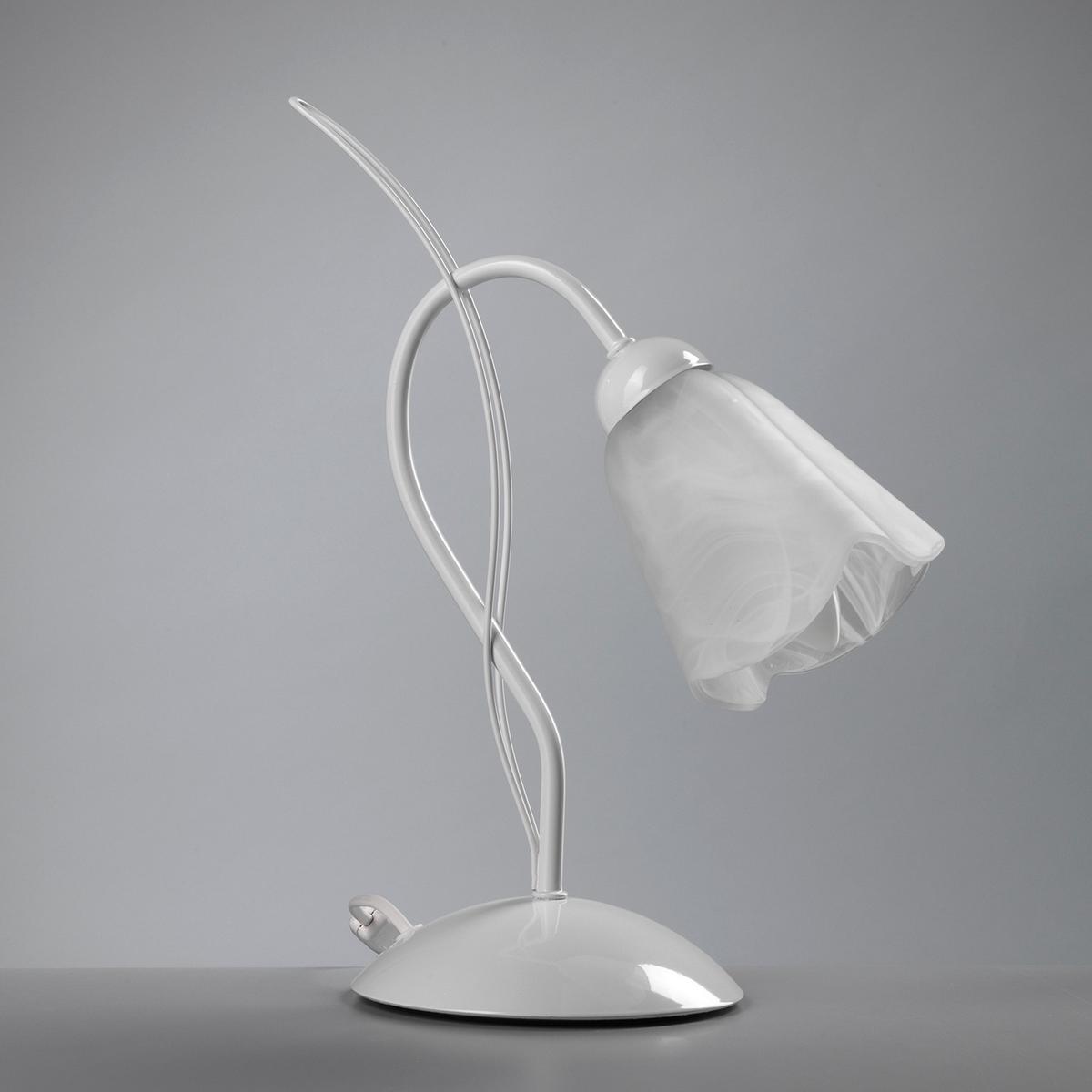 Nachttischleuchte Antron Weiß max. 6 Watt - Weiß, KONVENTIONELL, Glas/Metall (25/35cm)