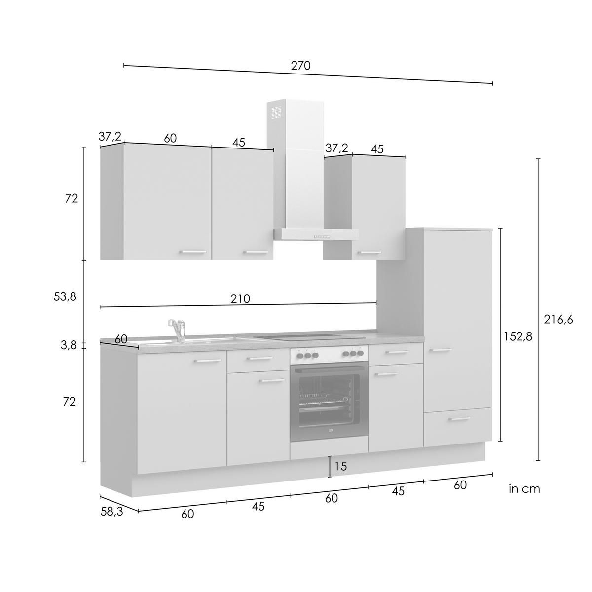 Küchenleerblock Senso Low o. Geräte Olivgrün - Eichefarben/Schwarz, MODERN, Holzwerkstoff/Metall (270cm) - Nobilia