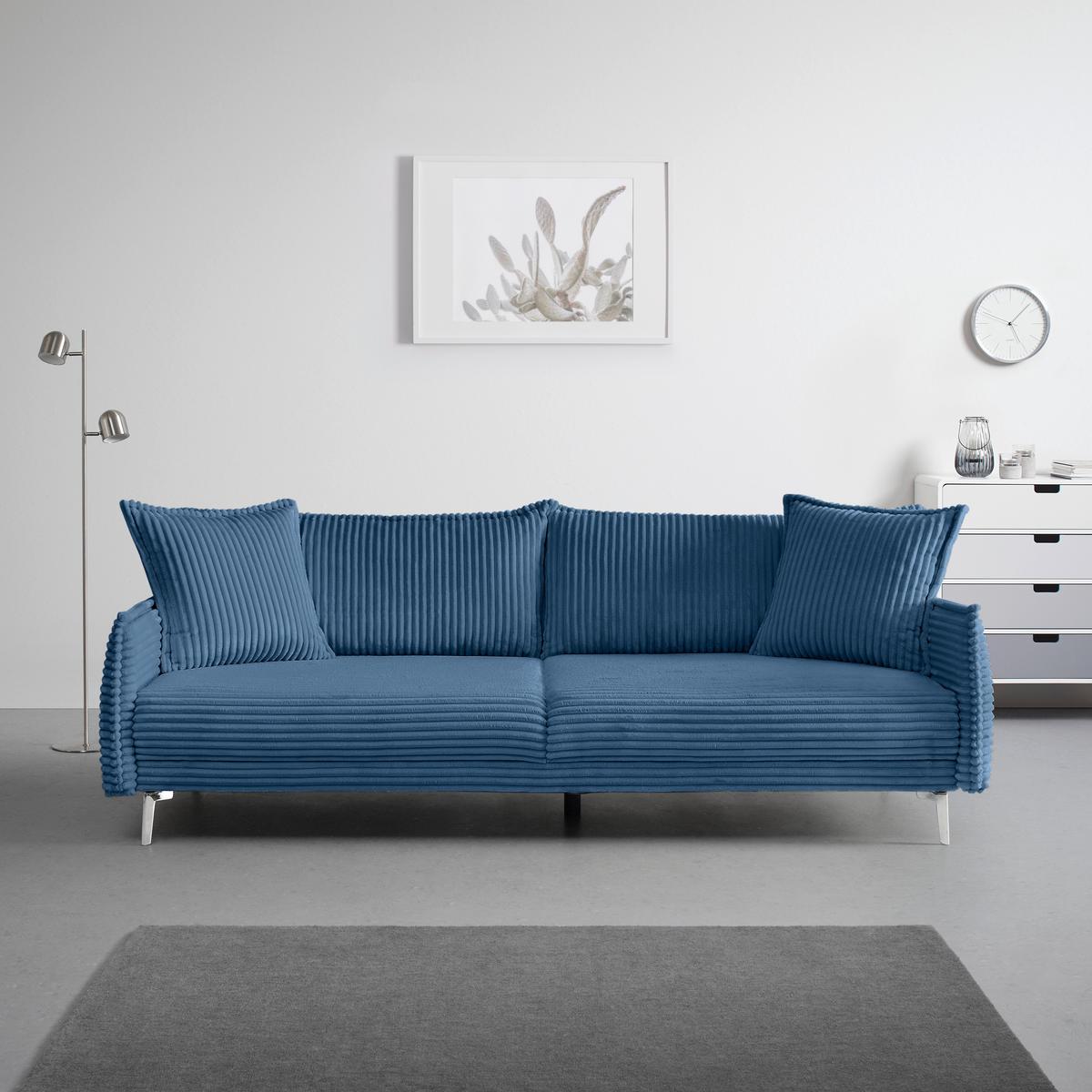 Bigsofa Kiss Blau - Blau/Chromfarben, MODERN, Holz/Metall (241/90/117cm) - Mömax