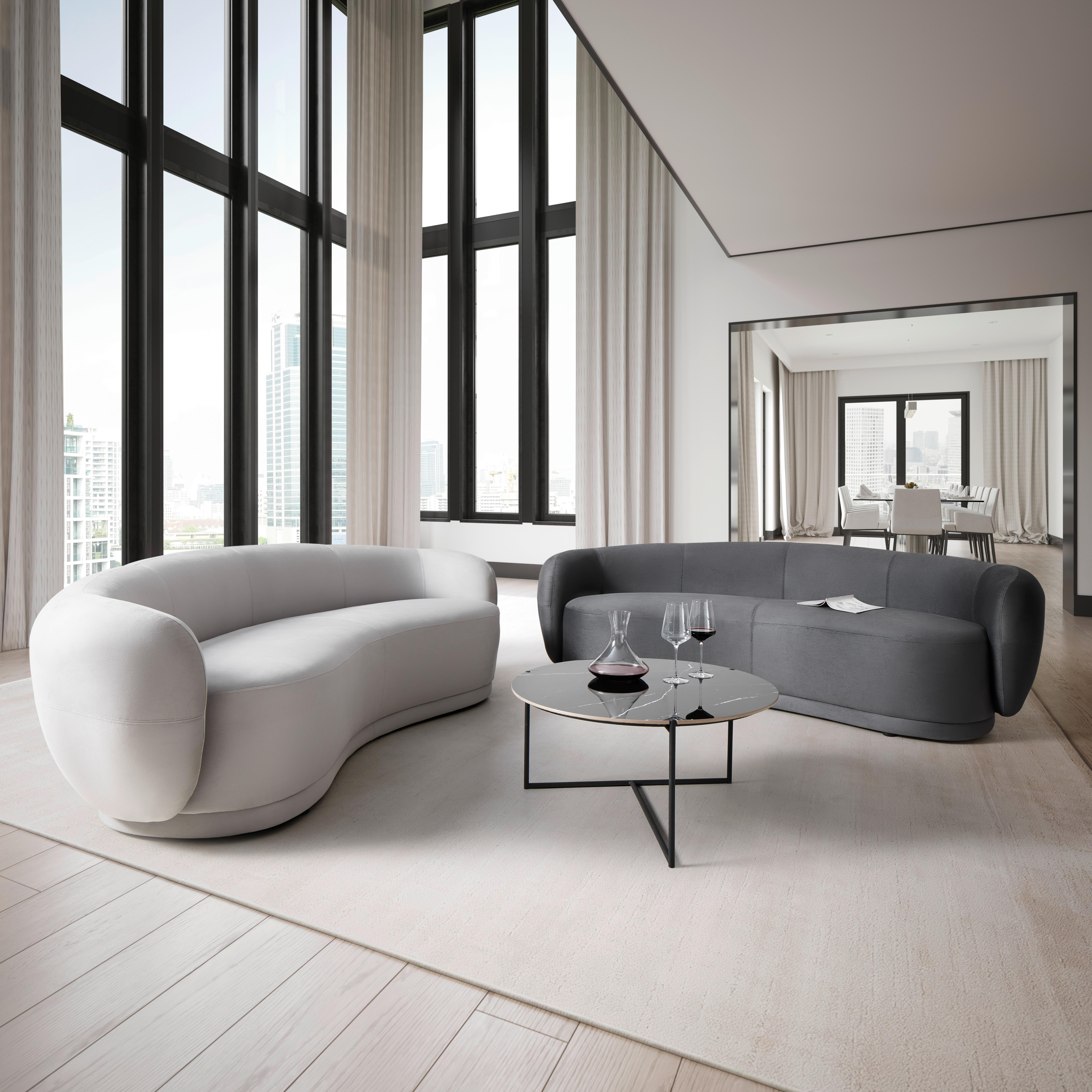 Bigsofa Damaris Hellgrau Samt - Hellgrau/Schwarz, MODERN, Holz/Kunststoff (230/75/100cm) - Bessagi Home