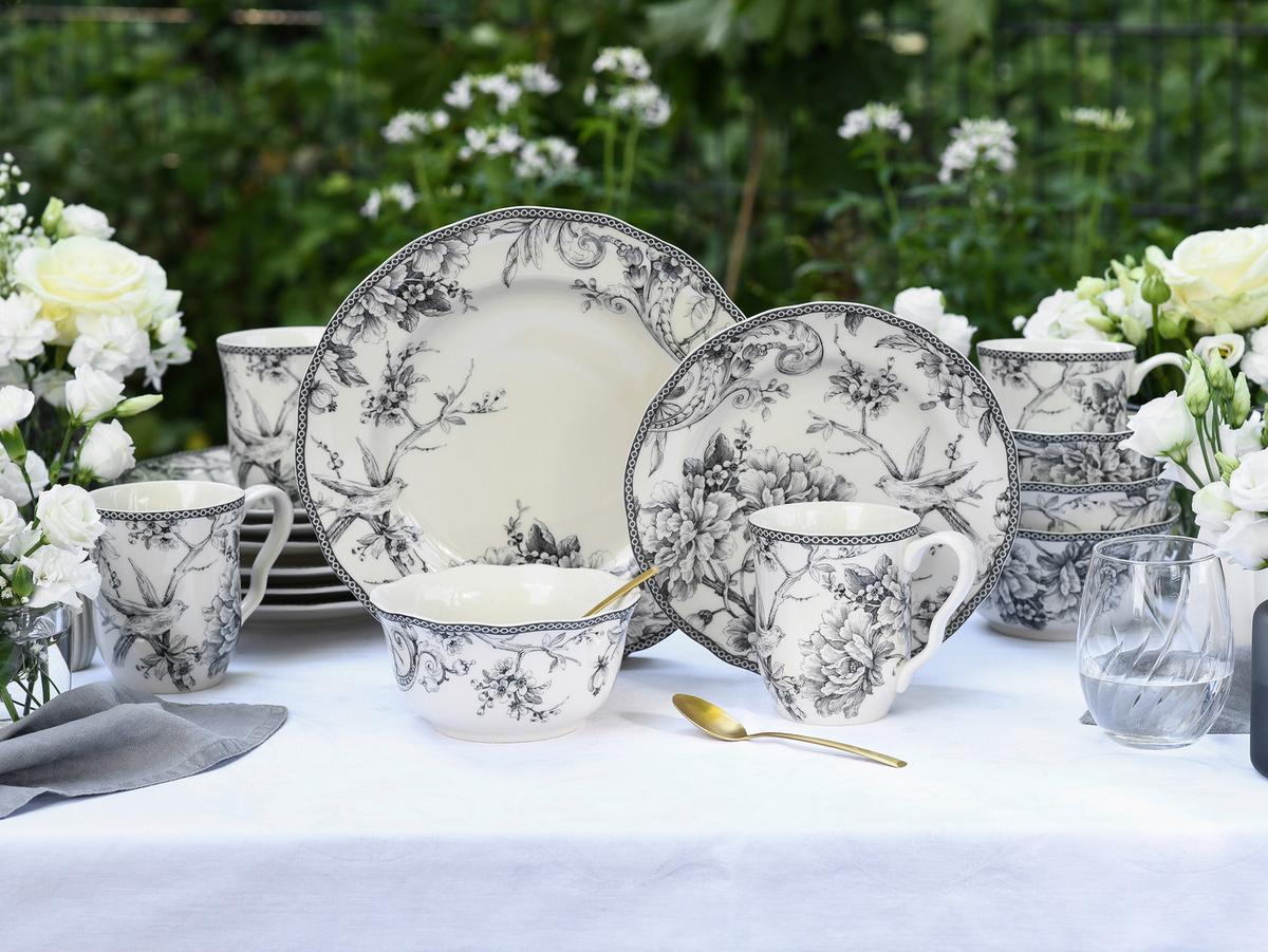 Serviciu de masă Adelaide 16/1 - alb/gri, Basics, ceramică - Creatable