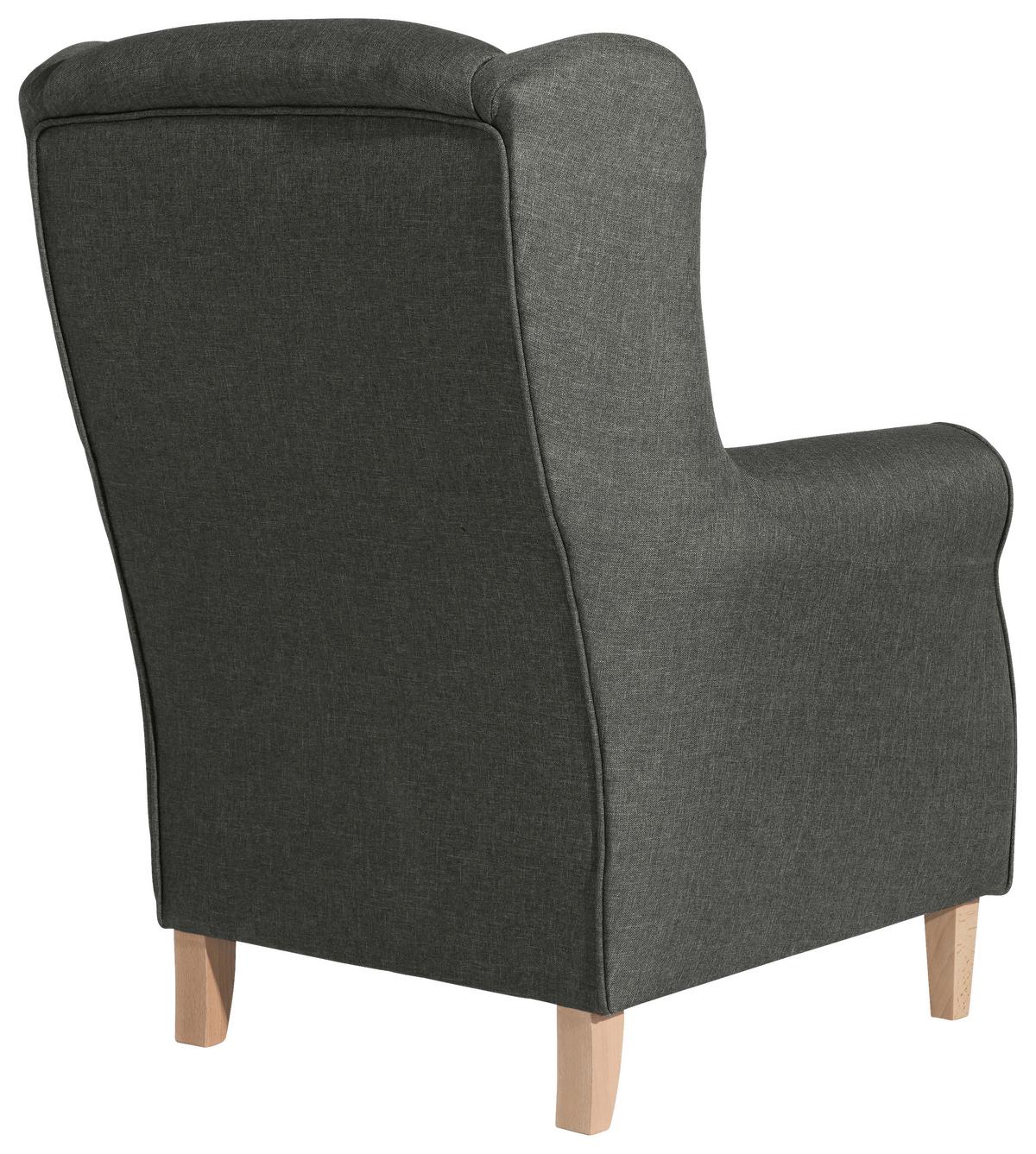 Ohrensessel "Lorris" , anthrazit - Anthrazit/Buchefarben, Modern, Textil (77/103/86cm) - Max Winzer