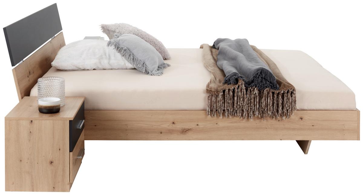 Dormitor Katrin - culoare lemn stejar/grafit, Konventionell, material pe bază de lemn - Best Price