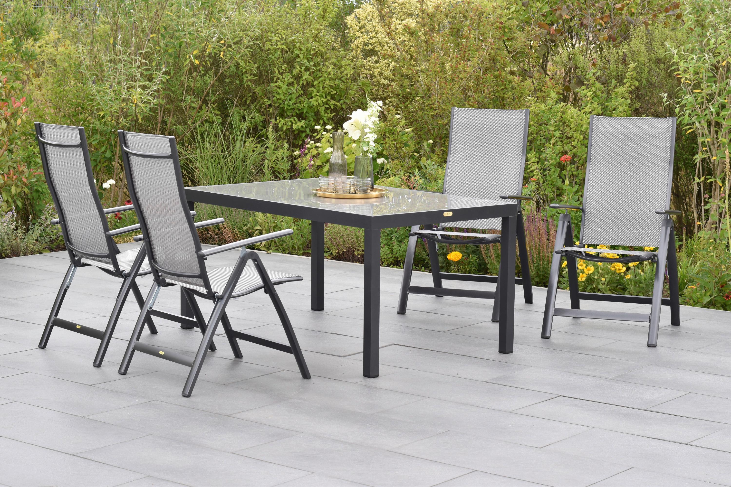 Vrtni Set Carrara, 5-Delni - siva/barve grafita, Moderno, kovina/tekstil - Gardenson