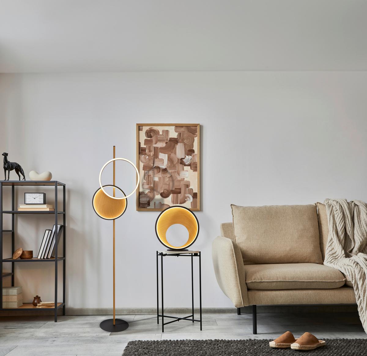 Led Állólámpa Eu36302-1bk - barna/fekete, Design, műanyag/fém (38.5/25/150cm)