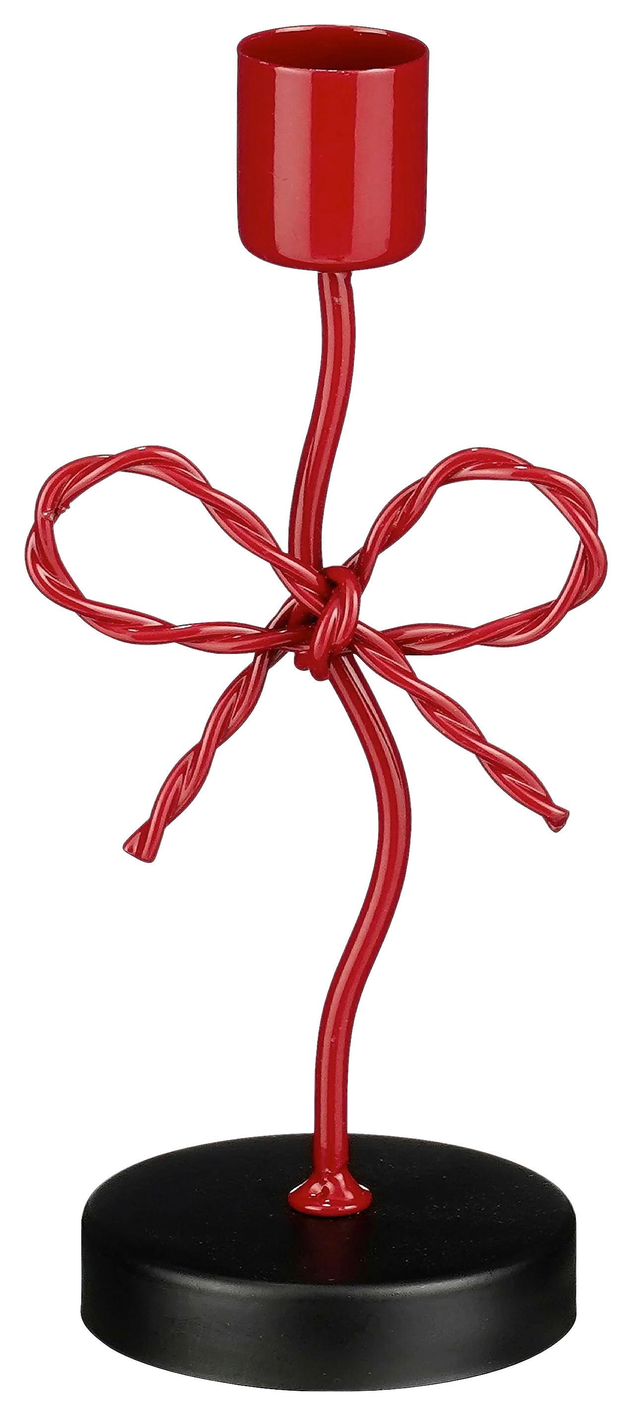 Svečnik Bow Red - svetlo rdeča, Moderno (18cm) - Premium Living