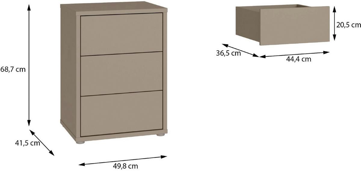 Nočna Omarica Alice, Rjavosiva - srebrne barve/rjavosiva, Trend, umetna masa/leseni material (50/69/42cm) - Carryhome