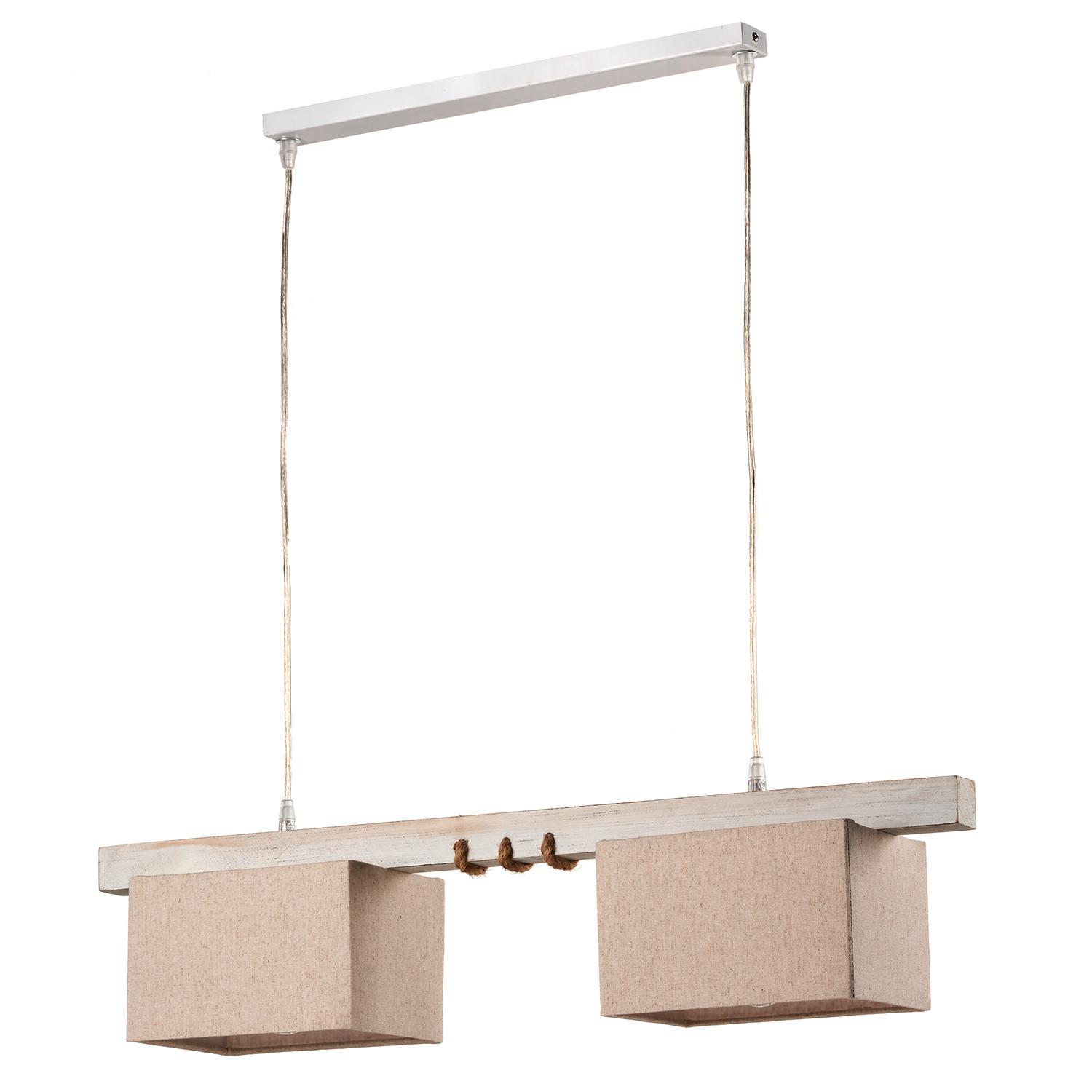 Hängeleuchte Gea Beige max. 22 Watt - Beige, Natur, Holz/Textil (80/15/100cm)