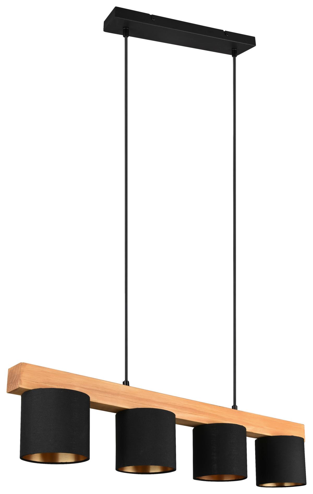 LAMPA WISZĄCA R30654002 CAMERON - czarny/kolor złoty, Design, drewno/tkanina (75/150/12cm) - P & B