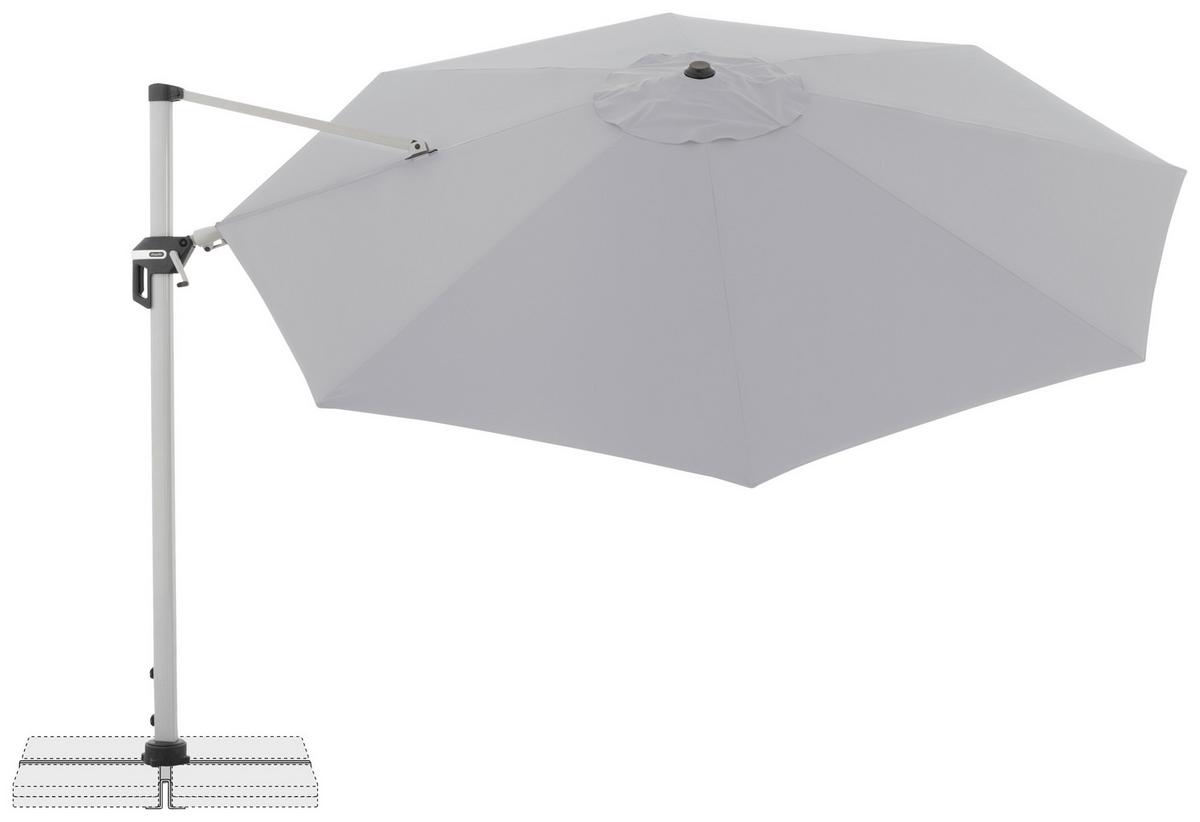 Ampelschirm Active Hellgrau ca. 370cm - Silberfarben/Hellgrau, Basics, Textil/Metall (370cm) - Doppler