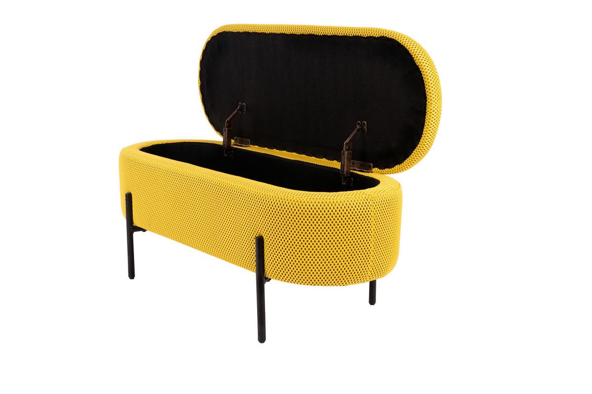Hockerbank B412827-13 Carla - Gelb/Schwarz, Design, Textil/Metall (95/36/43cm) - Globo