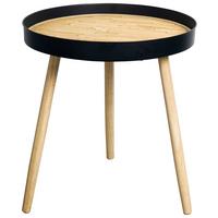 Mizica Rom 2, Jeklo, Les - črna/naravne barve, Moderno, kovina/leseni material (46/52/46cm)