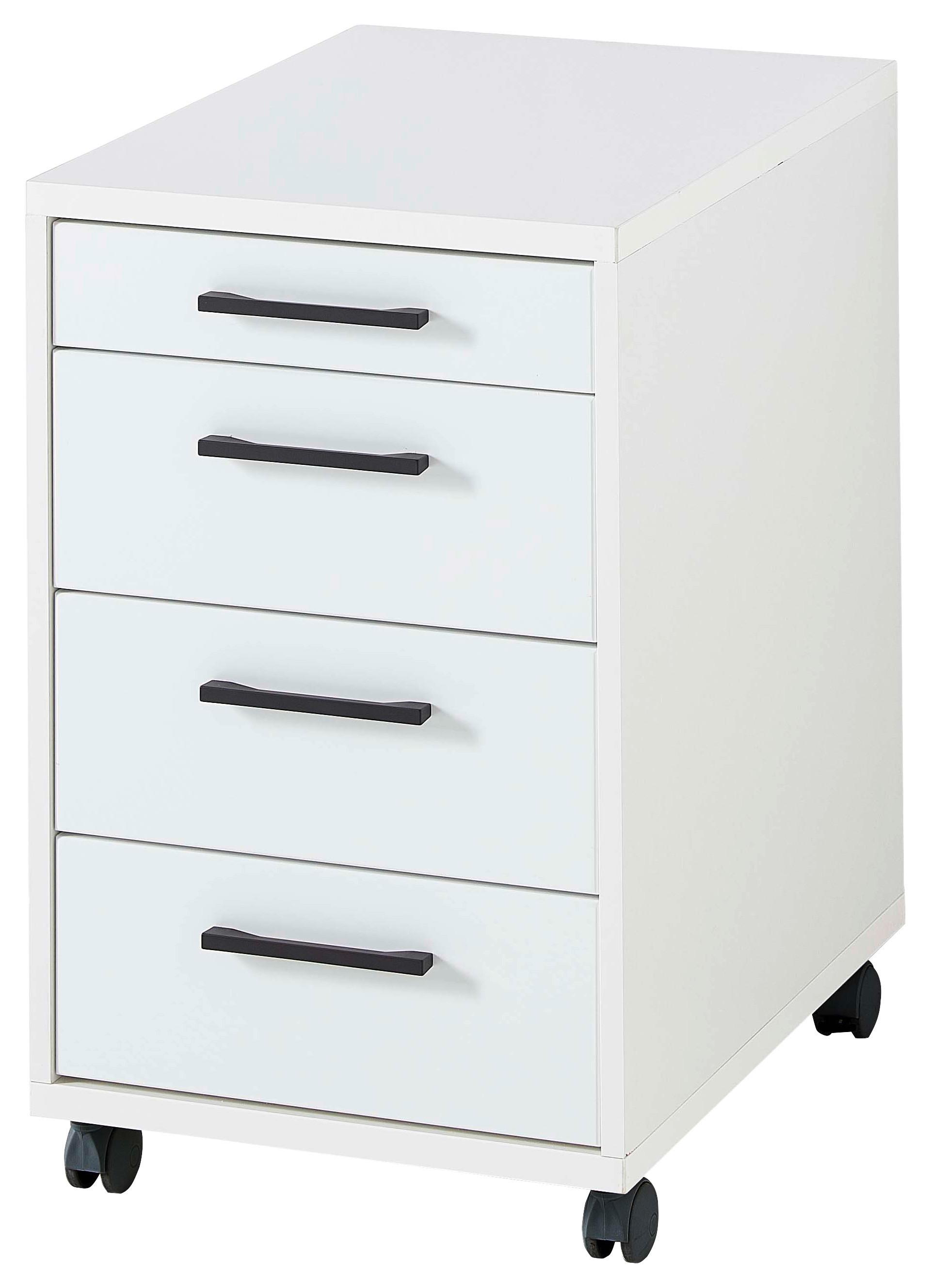 KONTENER NA KÓŁKACH INNO4HOME - biały/czarny, Basics, materiał drewnopochodny/metal (43/68/55cm) - Livetastic
