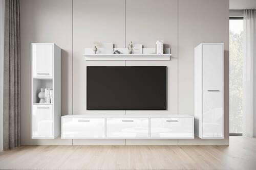 WOHNWAND BOGOTA XL WEISS - Weiß Hochglanz/Weiß, Basics, Holzwerkstoff/Kunststoff (240/130/31cm) - MID.YOU