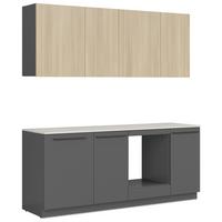 Küchenblock Milino o. Geräte Eichefarben - Eichefarben/Schwarz, Basics, Holzwerkstoff/Kunststoff (210ml) - Visiona