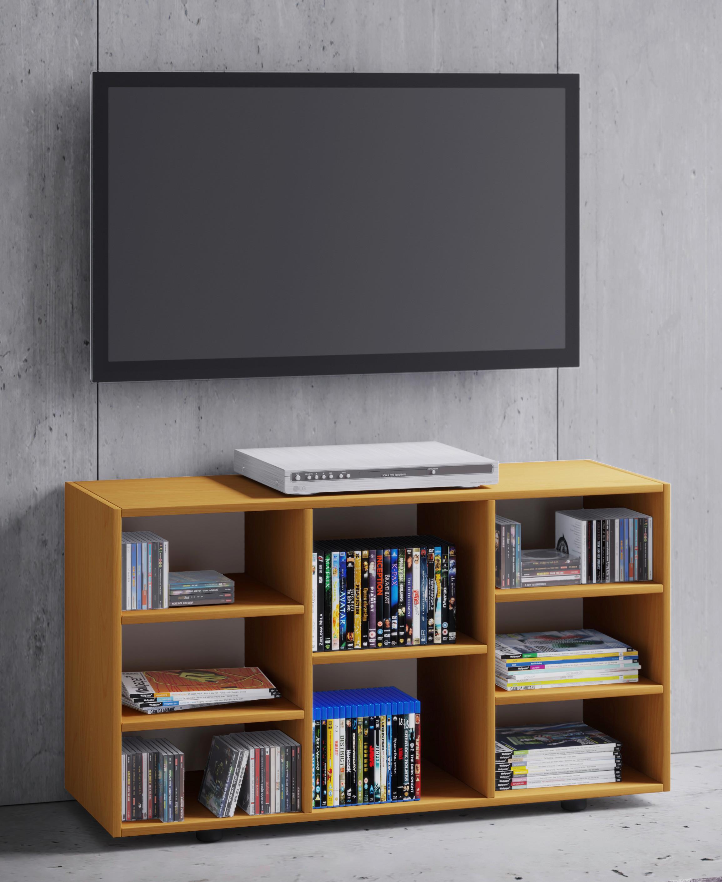 Tv Element Fetino, Bukev - črna/barve bukve, Moderno, umetna masa/leseni material (114/60/40cm) - MID.YOU