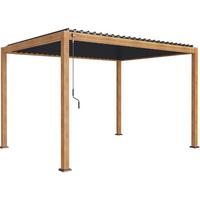 Pergola Mirador Deluxe ca. 400x300 cm Alu Holzoptik - Anthrazit, MODERN, Metall (400/250/300cm) - Gardenson