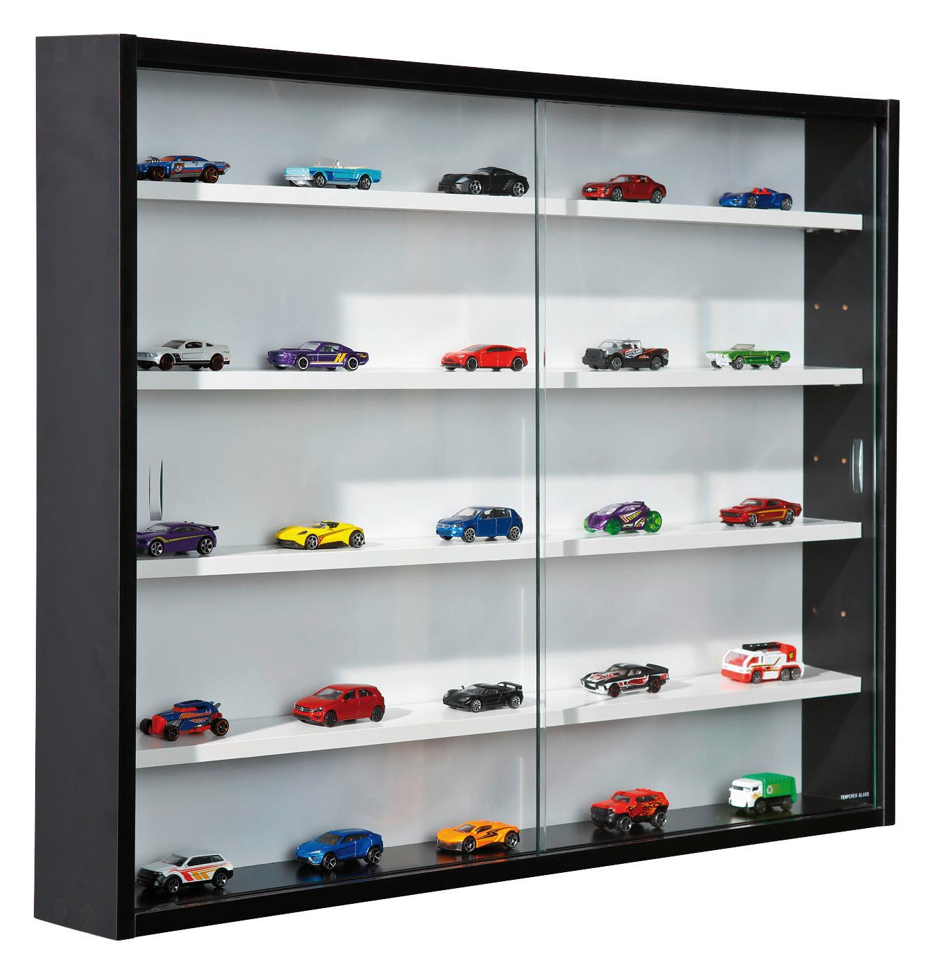 Hängevitrine in Schwarz - Schwarz/Weiß, Glas/Holzwerkstoff (80/60/9.5cm) - Based