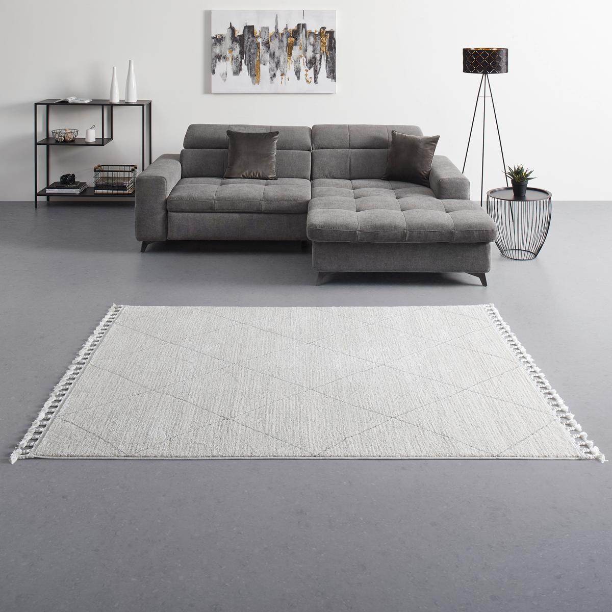 Szőtt Szőnyeg Adjer  80/15 - világosszürke/alabástromfehér, Modern, textil (80/150cm) - Mömax